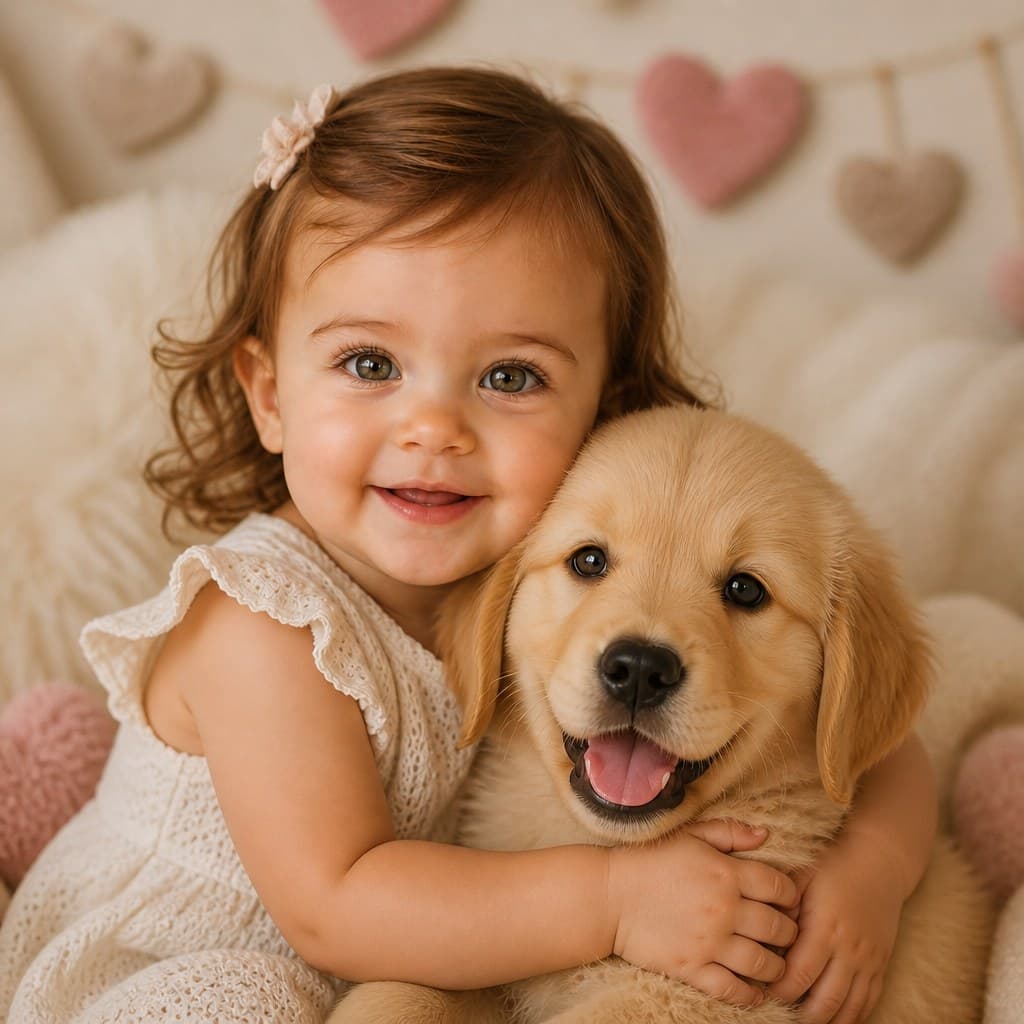 Baby With Puppy Photoshoot sample — AI-generated