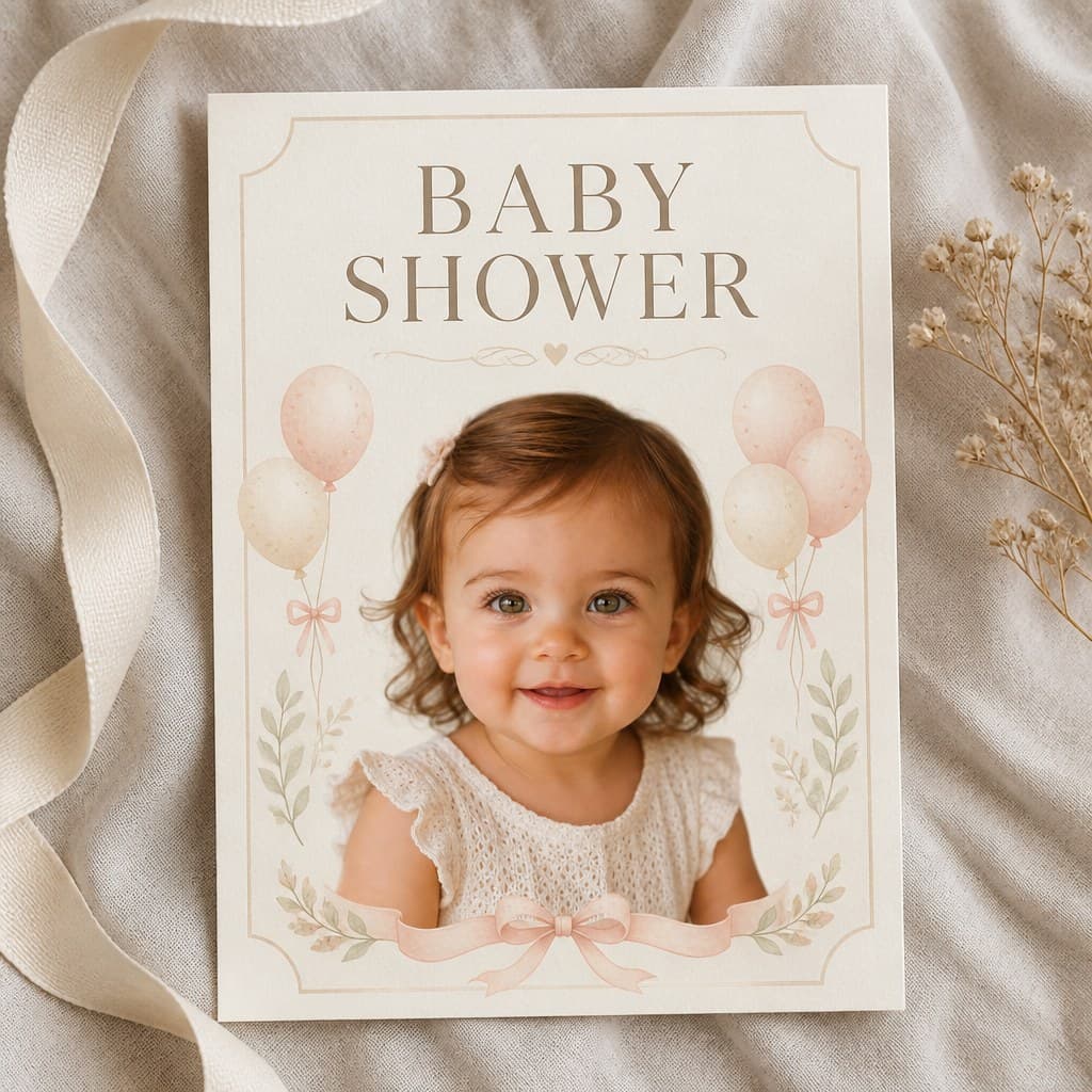 Baby Shower Photo Card sample — AI-generated
