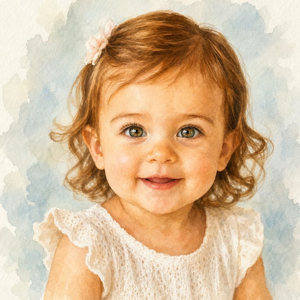 Watercolor Baby Portrait Filter sample — AI-generated