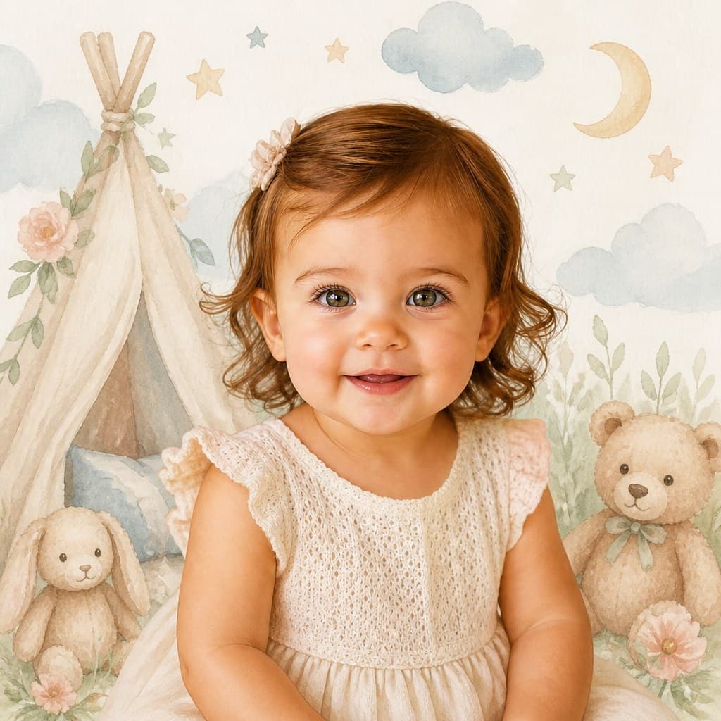 Watercolor Baby Portrait sample — AI-generated